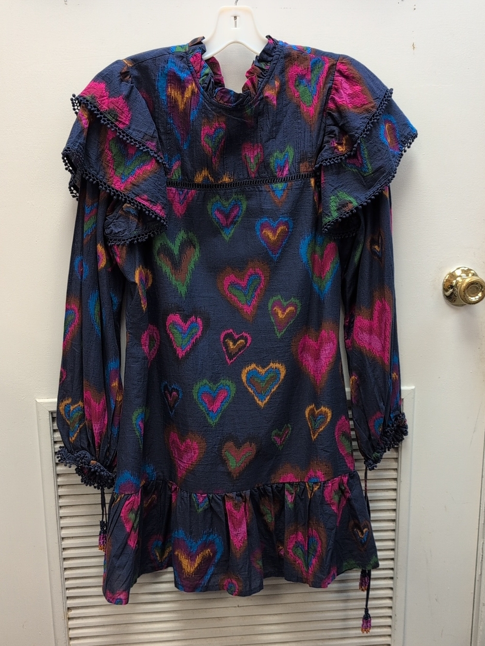 Farm Rio Ikat Dyed Hearts Mini Dress New Small